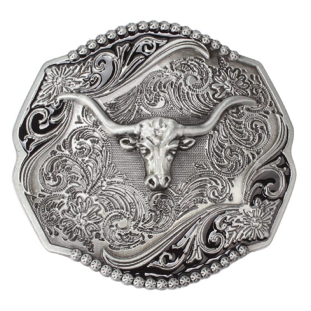 4330 Bull Belt Buckle , Longhorn Bull Belt Buckle, Bull Filigree Belt
